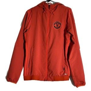 adidas MANCHESTER UNITED Mens Red Zip Up Soccer Warm Up Track Jacket Size L